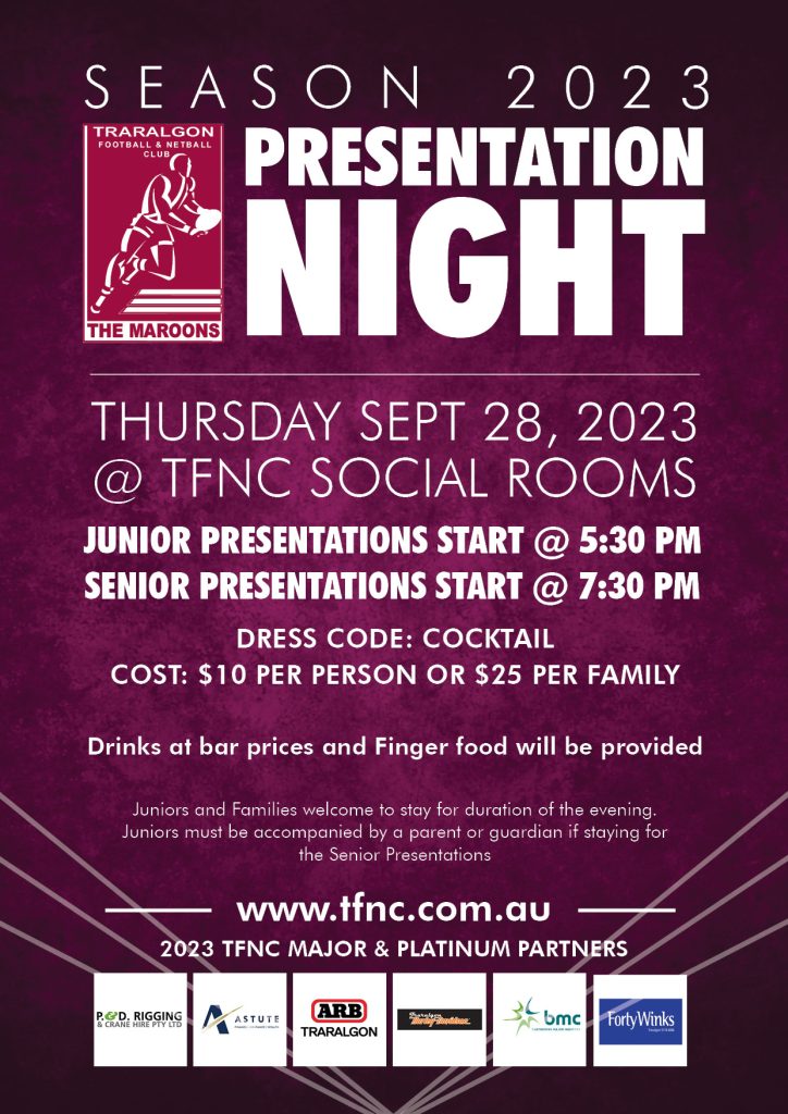 Post of Traralgon FNC Presentation Night 2023